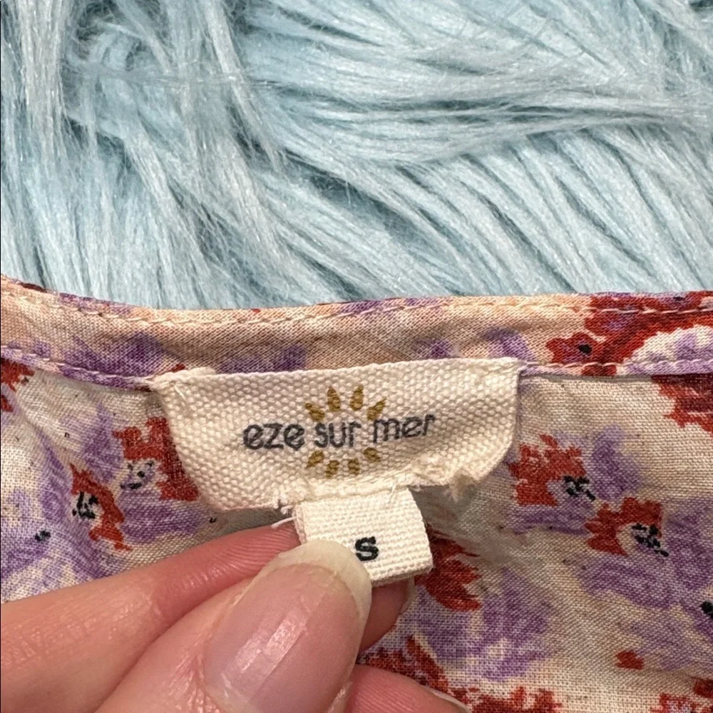 Eze Sur Mer Anthropologie women's multicolored floral long-sleeved blouse - Picture 3 of 8